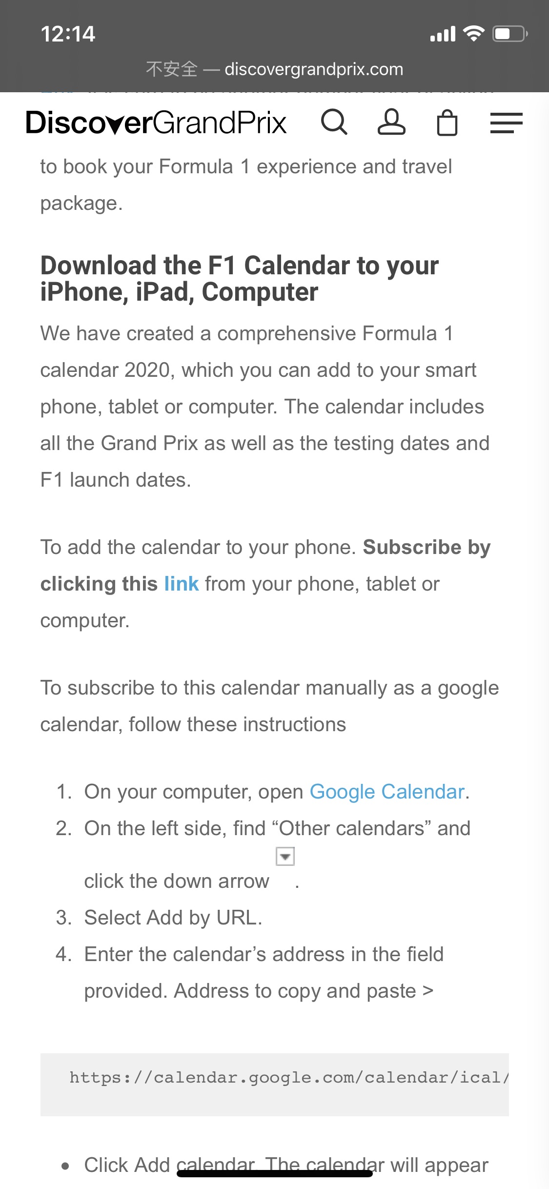 f1 calendar ics