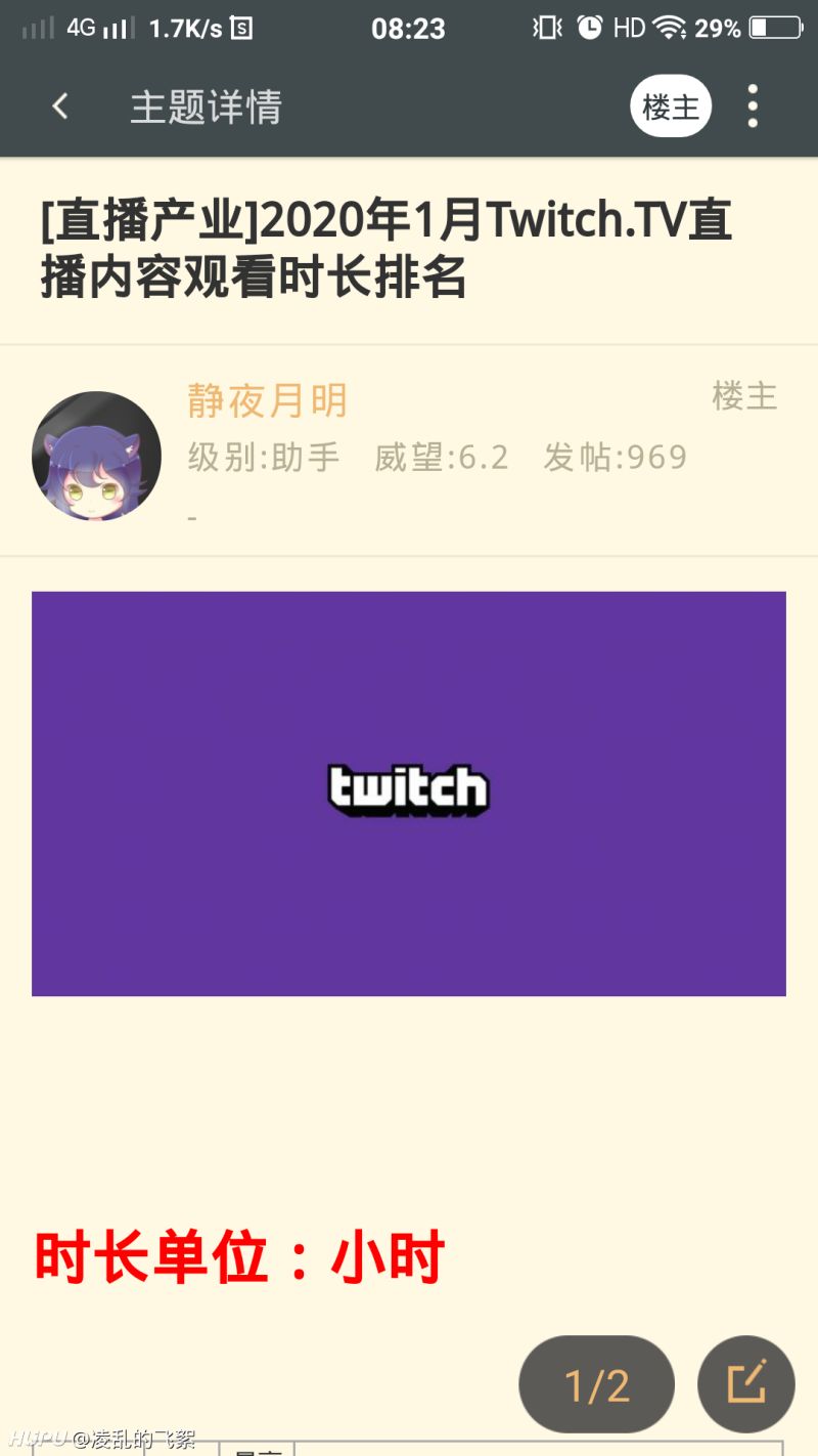 年1月twitch观看时长来喽 第一名是谁不用说了吧 虎扑