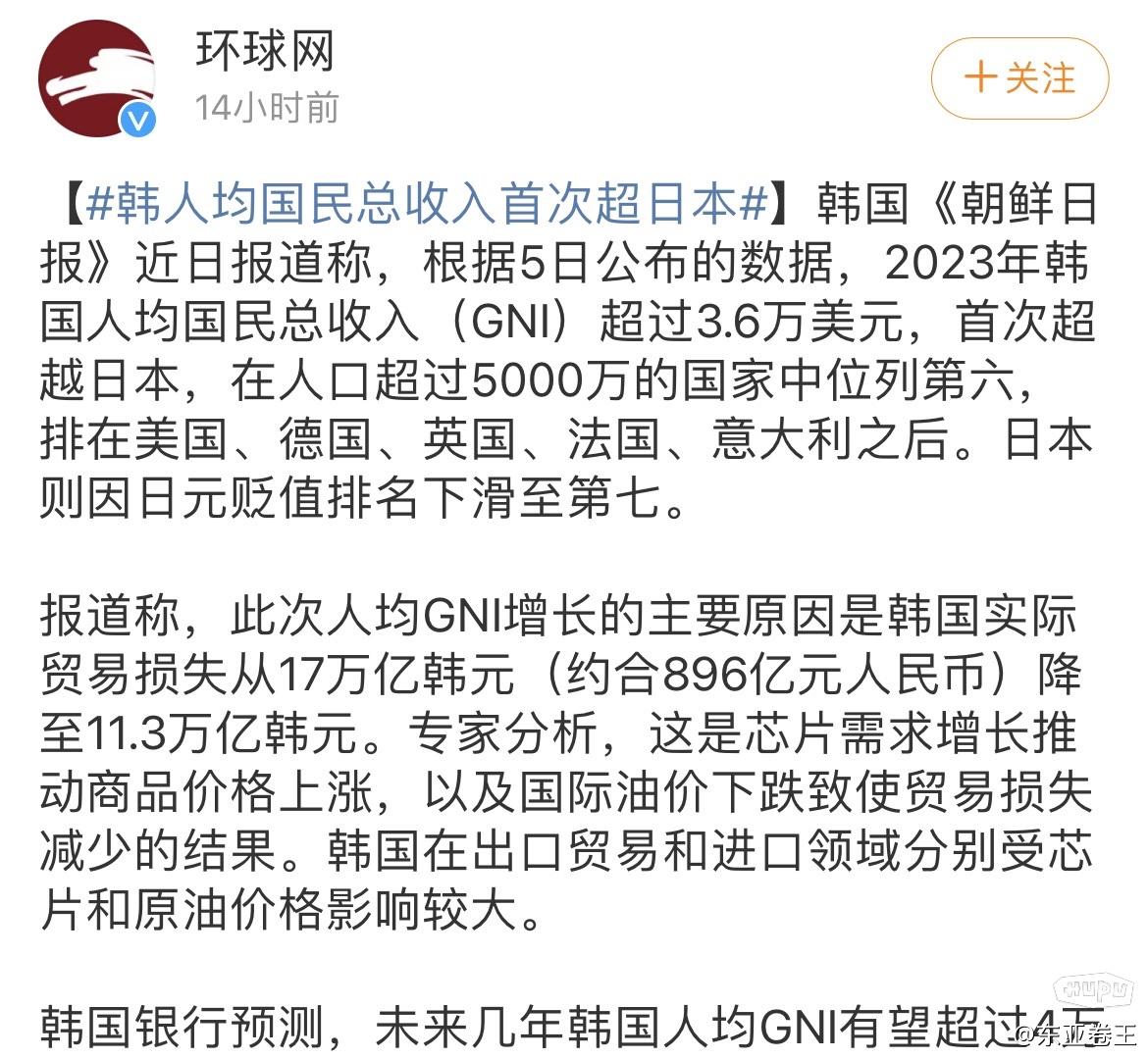 韩国人均国民总收入超越日本，日本真是输的彻-历史区-虎扑社区