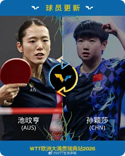 孙颖莎因伤退出WTT欧洲大满贯瑞典站