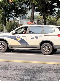 南京一便衣男子开警车打电话